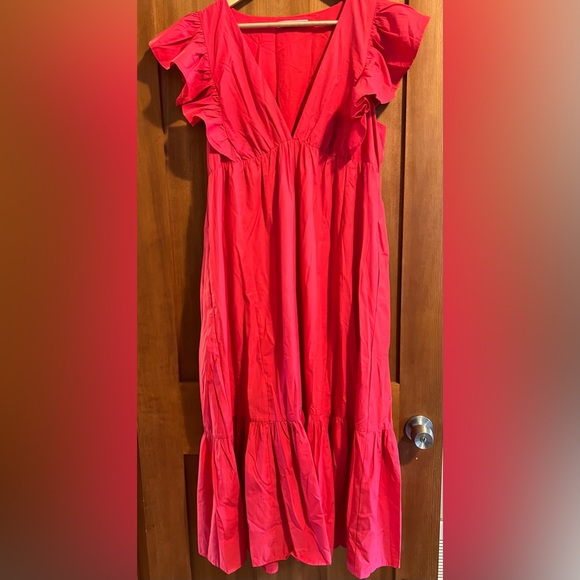 Abercrombie & Fitch Pink Maxi Dress with Flutter Sleeves - Picture 2 of 4